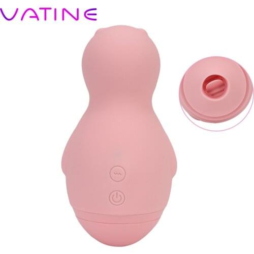 VATINE Cute Bear Tongue Licking Vibrator Nipple Stimulation 10 Modes Female Masturbator Clitoral Stimulator Sex Toys for Women