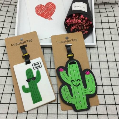Cute Cactus Plant Luggage Tag Travel Accessories Women Men Suitcase Name ID Address Tags