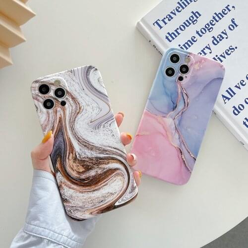 Ottwn Marble Camera Protection Phone Case For iPhone 11 12 Pro Max Mini X XR XS Max 7 8 Plus SE 2020 Shockproof Soft IMD Cover