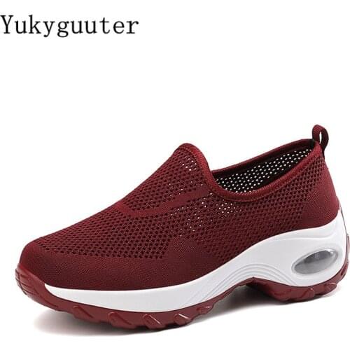 Woman Walking Shoes Outdoor Summer Breathable Wedges Sports Lightweight Athletic Mesh Sneakers Platform Plus Size 35-42
