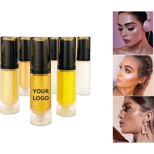 Wholesale Highlighter Makeup Liquid Shimmer Highlighter 6 Colors Face Eye Body Highlighter Custom Private Label Cosmetics