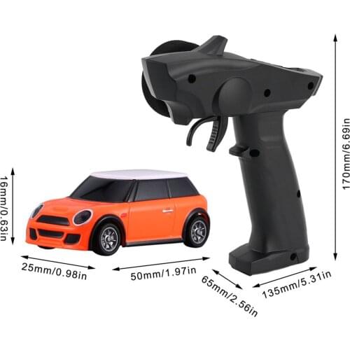 1:76 RC 2.4GHZ Car Model Vehicle Mini Electric Race Car Kids Toys Orange