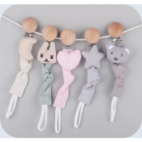 1pc Baby Dummy Pacifier Chain Clip Cotton Cloth Plush Animal Stars Moon Toys Soother Nipples Holder Newborn Feeding Accessories
