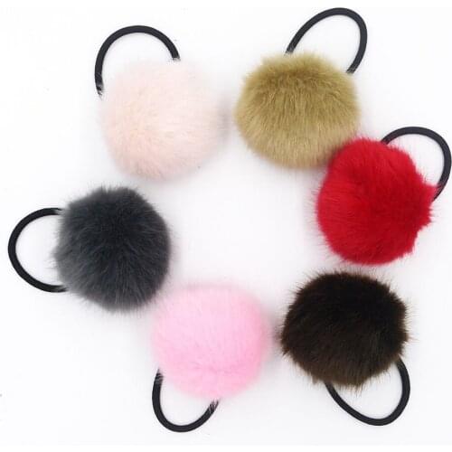 1 pc Women Girls 6cm Soft Furry Hair Ties Ball Rope Pompon Hair Holder Band Ring Ponytail Hair Holder Hair Accesories