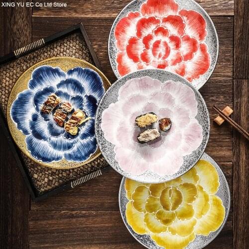 10.5-inch Japanese-style Round Fruit Plate Ceramic Dried Fruit Plate Dessert Plate Sugar Nut Snack Plate Tableware Supplies