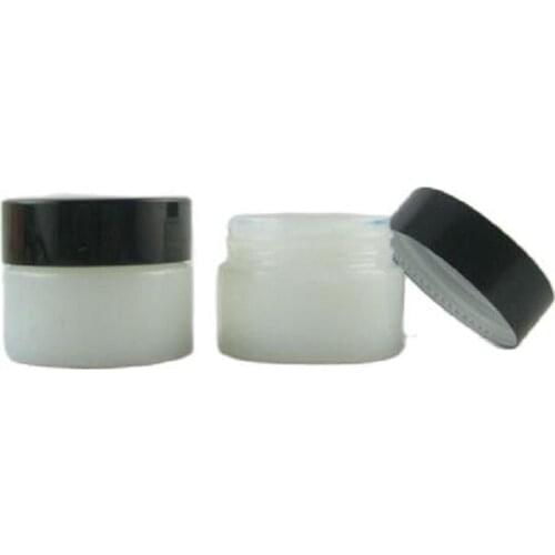 15G 20pcs/lot High Quality Empty Cream Jar, DIY White Empty Cosmetic Mask Storage Box,Glass Empty Cream Container with Black Lid