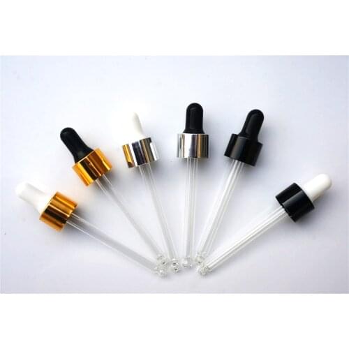 30/50/100ml 20-500pcs Essential Oil Bottles Cap Size18/410 Black/gold/silver Circle Cover Metal Ring Lid with Glass Dropper Pipe
