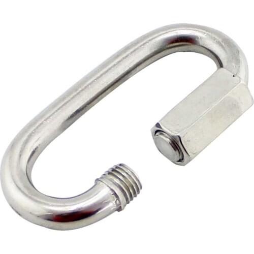 304 Stainless Steel Carabiner Quick Oval Screwlock Link Lock Ring Hook M4 5PCS
