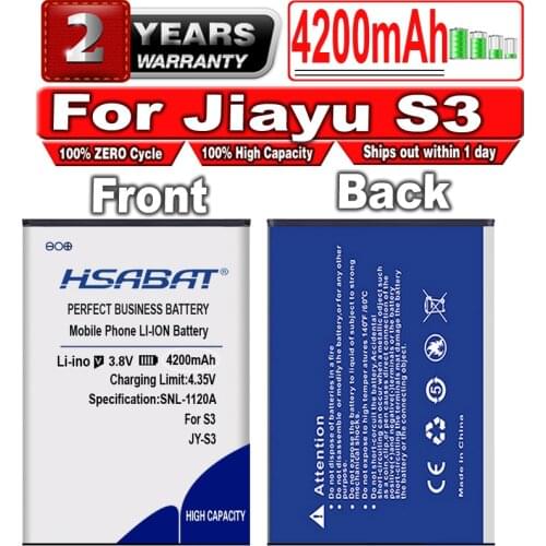 HSABAT Free Shipping 100% Brand New 4200mAh High capacity JY S3 JY-S3 battery for Jiayu S3 Battery