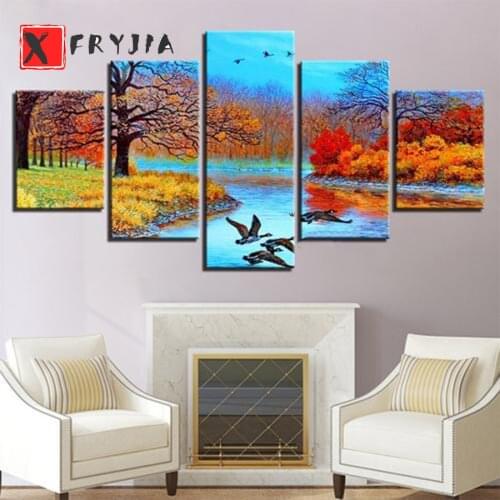 Diamond embroidery Natural autumn scenery 5D DIY full diamond painting square round rhinestone pictures mosaic wall decoration