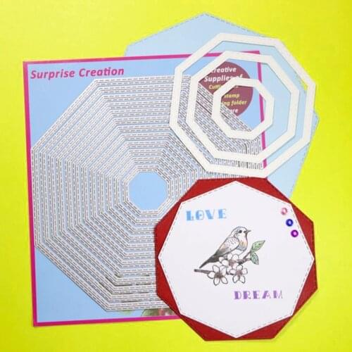 Large Cutting dies Stitched Octagon Scrapbook DIY Craft Metal Stencil