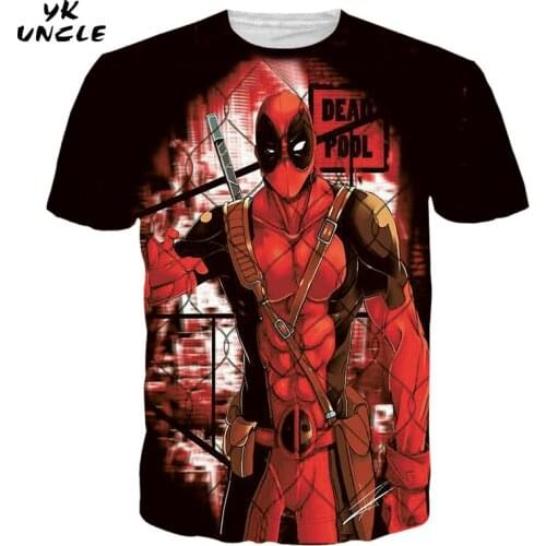 YK UNCLE Brand 2016 Newest Mens Deadpool T shirt Fashion 3D Printed Comfortable Men T-Shirts Cool Tees Street wear Punk Tops
