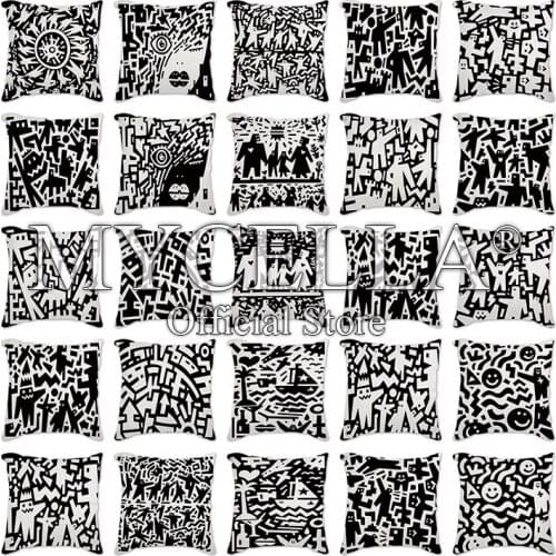 Black Geometry Cushion Cover 45*45cm Polyester Nordic Style Decorative Pillow Case Home Deco Sofa Pillow Cover Pillowcase