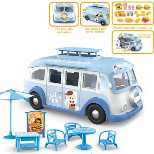 Childrens Simulation Toy Game House Rabbit Family Ice Cream Camping Car Childrens RV Game House Picnic Car Birthday Gift