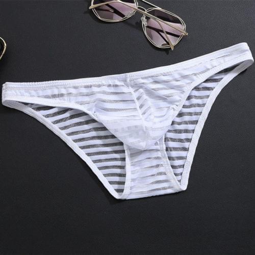 Low Waist Erotic Mesh Transparent See-through Brief Ice Silk See-through Seamless Underwear Men Sexy Tease Exotic Briefs