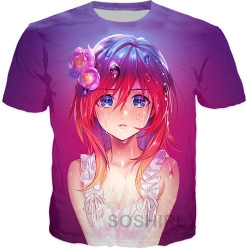 SOSHIRL Kawaii Anime Girl T Shirt Women Harajuku Casual T-shirt Unisex Funny Shy Face Classic Streetwear Short Sleeve Summer Top