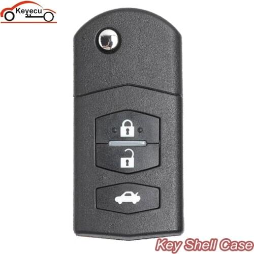 KEYECU New Replacement Shell Folding Flip Remote Key Keyless Case Housing Fob Switch 3 Button for Mazda 3 5 6 2003-2013