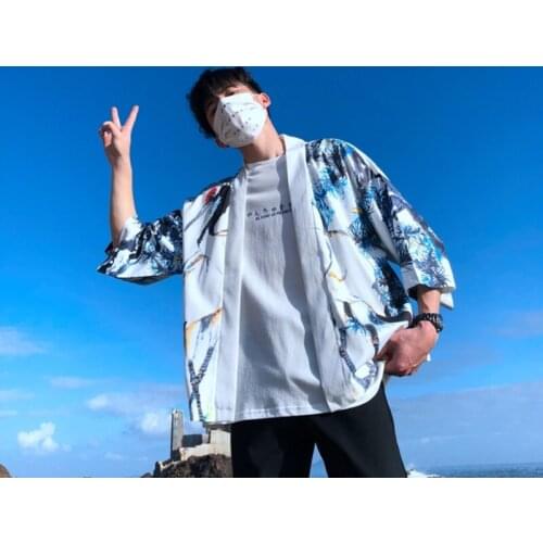 Male Yukata 2020 New Arrival Samurai Kimono Cardigan Men Boho Kimonos Japones Men Haori Shirt Japanese Kimono Traditional FF2563
