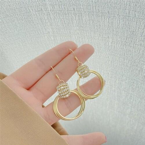 Korean Version Of PersonaLity Multi-Layer Circle Earrings 925 Silver Needle Ins Temperament Female French New Fashion Earrings
