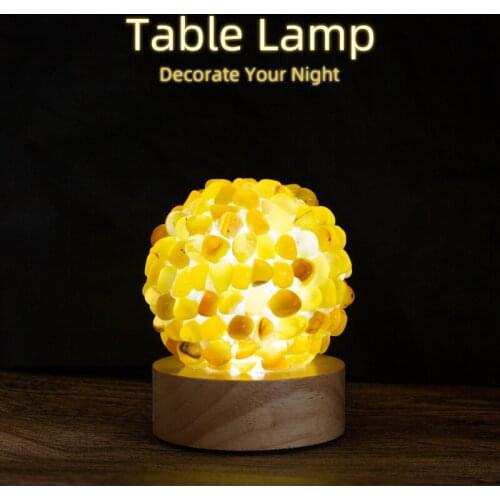 Creative Table Flower Shape Natural Crystal Lamp Clear Quartz Gem Stone Bedroom LED Light Crystals Craft Gift Home Decor