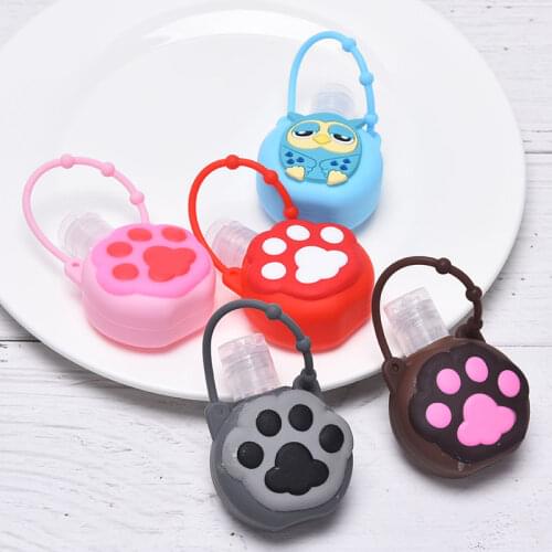 30ML Cartoon Cat Paw Owl Round Bottle Cover Silicone Gel Case For Hand Sanitizer