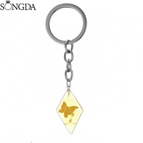 Fashion Little Butterfly Decoration Keychain Acrylic Resin Simulation DIY Car Key Holder Fashion Korean Jewelry Gift For Friend