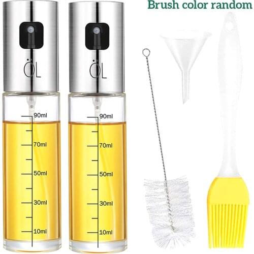 Oil Sprayer Dispenser Oil Sprayer Bottle Glass Bottle Barbecue Cooking Oil Pot Leak-proof Kitchen Bottle Set Oil Brush