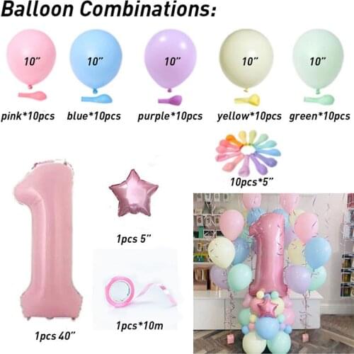 Numbers 1-9 Macaron Latex Balloon Set Aluminum Foil Balloon Happy Birthday Party Wedding Decoration Baby Shower Decorations Toys