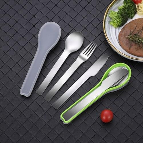 Portable Foldable Cutlery Set Stainless Steel Spoon Fork Knife Outdoor Camping Dinnerware Travel Cutlery Kitchen Gadget Sets