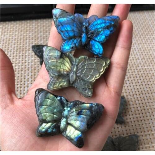 Natural crystal crafts Spiritual healing products labradorite butterfly for Home Decoration