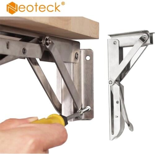 Neoteck Folding shelf bracket 8 inches for desktop workbenches, wall-mounted folding brackets to save space