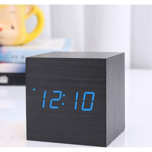 New Qualified Digital Wooden LED Alarm Clock Wood Retro Glow Clock Desktop Table Decor Snooze Function Desk Tools 2020 Hot