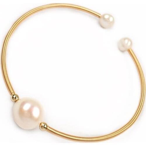 New Style Freshwater Big Pearl 9-10 Mm/small Pearl 7-8 Mm Copper Bracelet Charms For Elegant Women Love Romantic Gift
