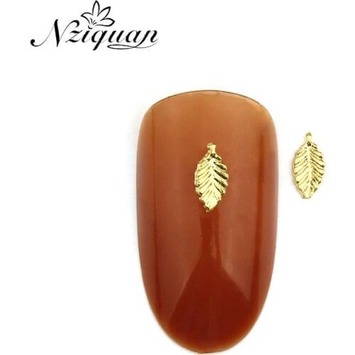 NZIQUAN new golden leaf nail stickers charm geometric metal alloy ladies art nail decoration DIY nail decoration 20PCS