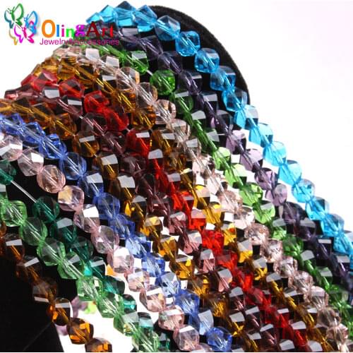 OlingArt AAA 8mm 60Pcs Mixed color Faceted Helix/Twist Glass Crystal Beads Rondelle Spacer Bead Craft DIY choker jewelry making