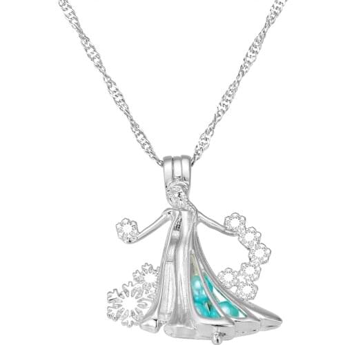 Arendelle Princess Necklace Pearl Cage Custom Necklace Pendant Punk Party Jewelry Chain Long Initial Necklace Women Gift