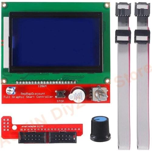 LCD 12864 Graphic Smart Display Controller Board with Adapter and Cable for Ramps 1.4 RepRap Mendel Prusa 3D Printer Parts