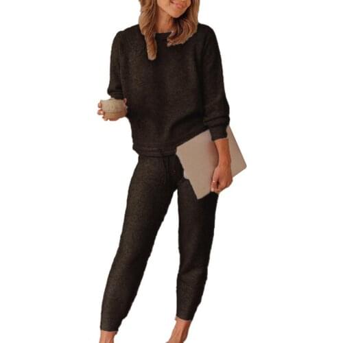 Casual Women Autumn Long Sleeve Blouse Sweatshirt Drawstring Pants Tracksuit Outfit