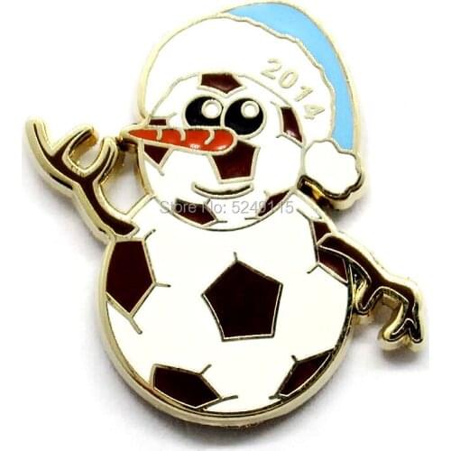 Custom metal cut out Christmas football pin badge