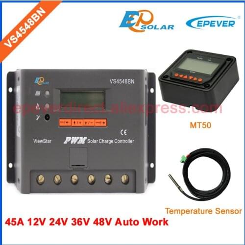 PWM 12V/24V/36V/48V EPEVER Solar Controller VS4548BN 45A 45amps MT50 remote Meter and temp sensor Battery Charger regulator