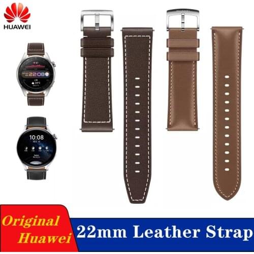 Replacement Quick Release 22mm Leather Watch Strap for Huawei Watch 3 3pro Fluoroelastomer Rubber Watch Band