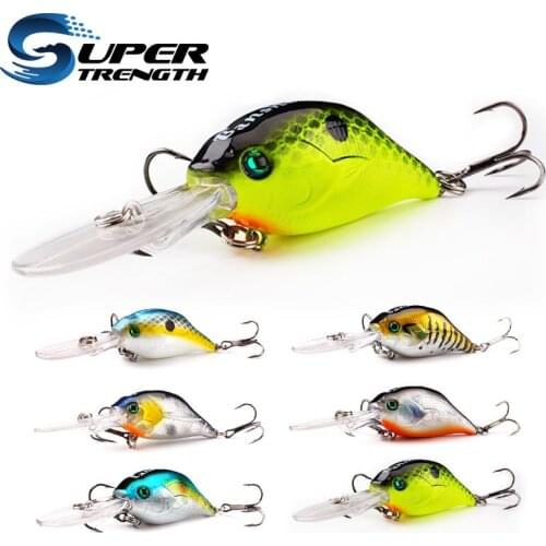 Super strength crank fishing lure crankbait 3D eyes 50mm 10g floating 2-3m big tip black minnow Wobblers Pike Hard Swimbait