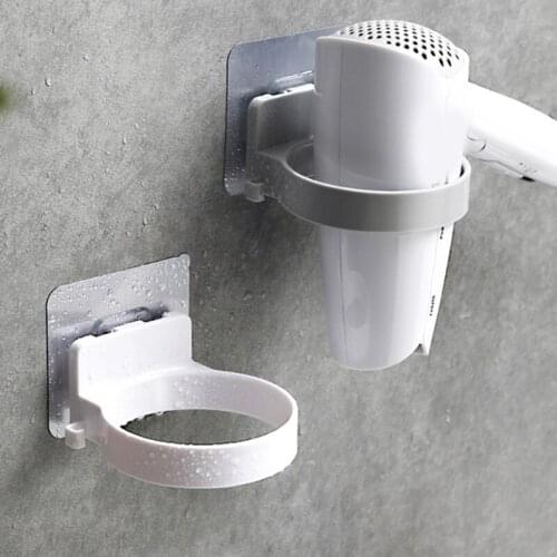 Nail-free Hair Dryer Round Hole Storage Rack Hairdressing Tool Holder Suitable for Bathroom, Bedroom, Hotel and Homestay