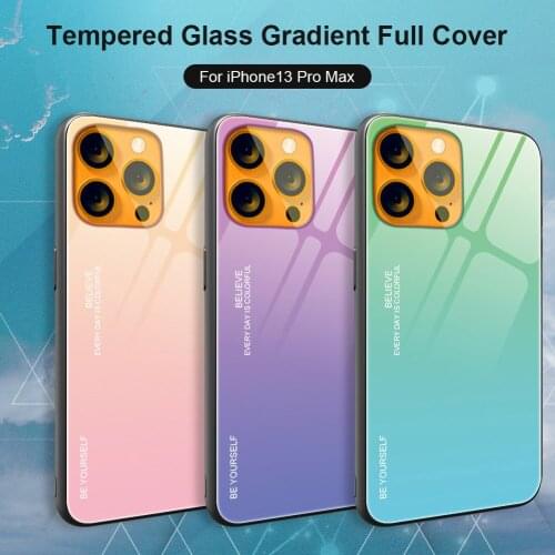 TPU Tempered Glass 6.7 inch Mobile Phone Full Cover for iPhone13 Pro Max Shatter-resistant Colorful Gradient Mobile Phone Case