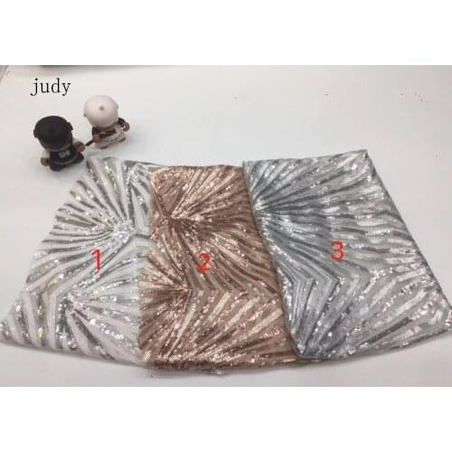 Stock 5yards/bag XX811# The new 2-color striped fashion sequin embroidery is used for the wedding dress fashion stage
