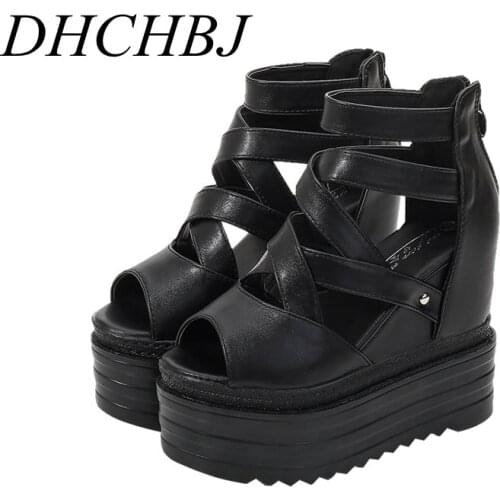13 CM Thick Bottom Wedges Womens Sandals 2020 Sexy Summer Woman Shoes Fashion Rome Fish Mouth Increase Within Sandals Pumps