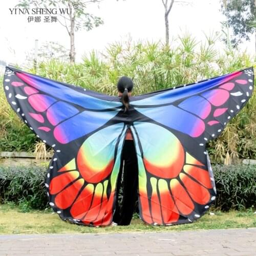 Belly Dance Isis Butterfly Dancing Rainbow Wing Women Belly Dance Costume Performance Adult Kids Bellydance Accessory No Sticks