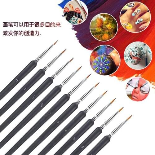 10Pcs Sharp Paint Brushes Set Nylon Painting Brush Long Oil Acrylic Brush Watercolor Pen High Quality Professional Supplies