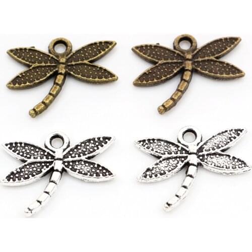 18x14mm 30pcs Antique Silver Plated and Bronze Plated Dragonfly Handmade Charms Pendant:DIY for bracelet necklace