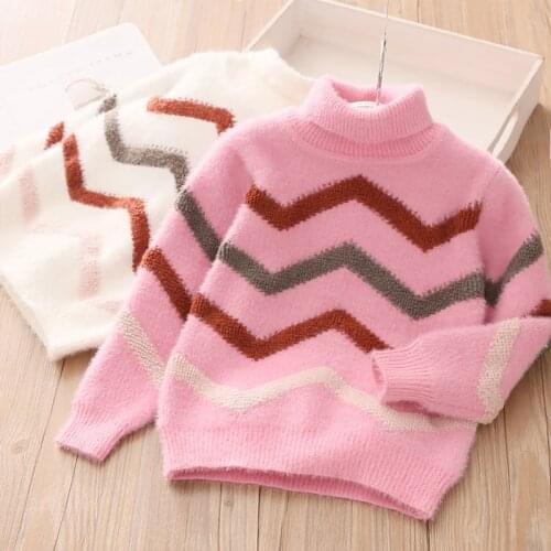 2020 New Casual Autumn Winter Warm 3 4 5 6 7 8 9 10 11 12 Years Teenage High Neck Knitted Baby Kids Turtleneck Sweater For Girls